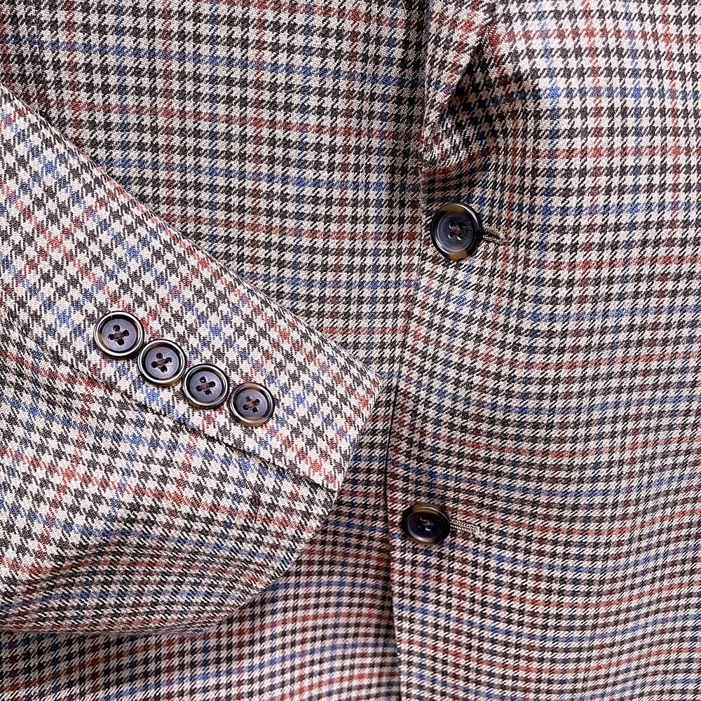 Saville Row London Wool Tweed Sport Coat Brown Houndstooth Check Mens 46R - Picture 4 of 8